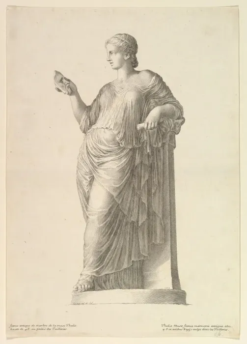 Framed Print : Ancient Statue of the Muse Thalia, 1669. Creator: Claude Mellan Framed Print : Ancient Statue of the Muse Thalia, 1669. Creator: Claude Mellan