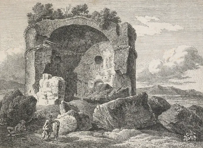 Framed Print : Ancient tomb on the Via Nevia outside Porta Pia, 1792. Creator: Johann Christian Reinhart Framed Print : Ancient tomb on the Via Nevia outside Porta Pia, 1792. Creator: Johann Christian Reinhart
