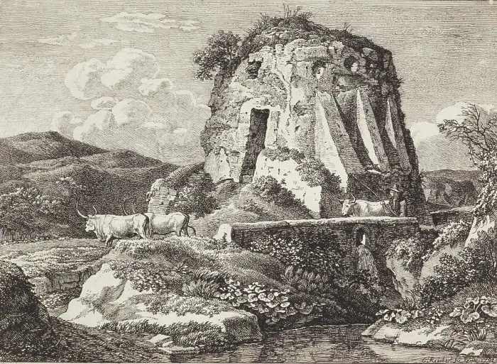 Framed Print : Ancient tomb in Via Nomentana, 1792. Creator: Johann Christian Reinhart Framed Print : Ancient tomb in Via Nomentana, 1792. Creator: Johann Christian Reinhart