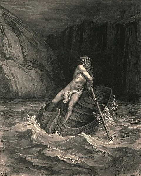 And, lo ! Towards us in a bark comes an old man, c1890. Creator: Gustave Doré