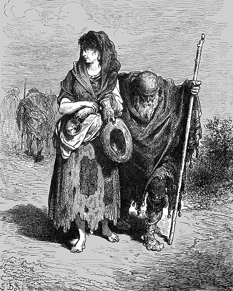 Andalusian Beggar and Daughter;An Autumn Tour in Andalusia, 1875. Creator: Gustave Doré