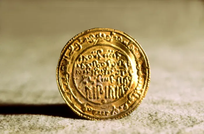 Framed Print : Andalusian gold dinar, also called Mancuso, used in Catalan counties during feudal times Framed Print : Andalusian gold dinar, also called Mancuso, used in Catalan counties during feudal times