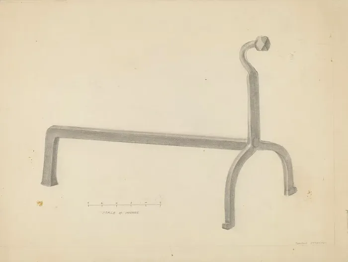 Framed Print : Andiron, 1935 / 1942. Creator: Donald Streeter Framed Print : Andiron, 1935 / 1942. Creator: Donald Streeter