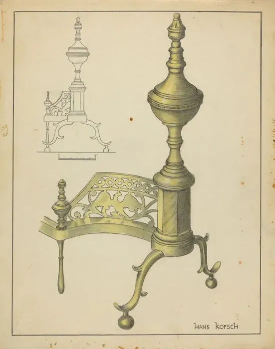 Framed Print : Andiron, c. 1953. Creator: Hans Korsch Framed Print : Andiron, c. 1953. Creator: Hans Korsch