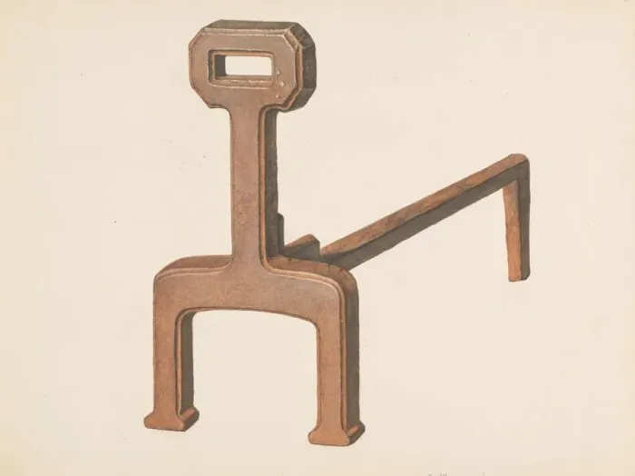Framed Print : Andiron or Fire Dog, c. 1937. Creator: Carl Buergerniss Framed Print : Andiron or Fire Dog, c. 1937. Creator: Carl Buergerniss