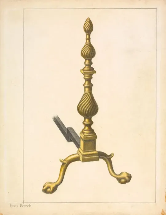 Framed Print : Andiron (one of pair), 1935 / 1942. Creator: Hans Korsch Framed Print : Andiron (one of pair), 1935 / 1942. Creator: Hans Korsch