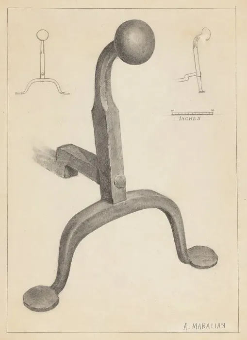 Framed Print : Andiron (one of pair), c. 1936. Creator: Arsen Maralian Framed Print : Andiron (one of pair), c. 1936. Creator: Arsen Maralian