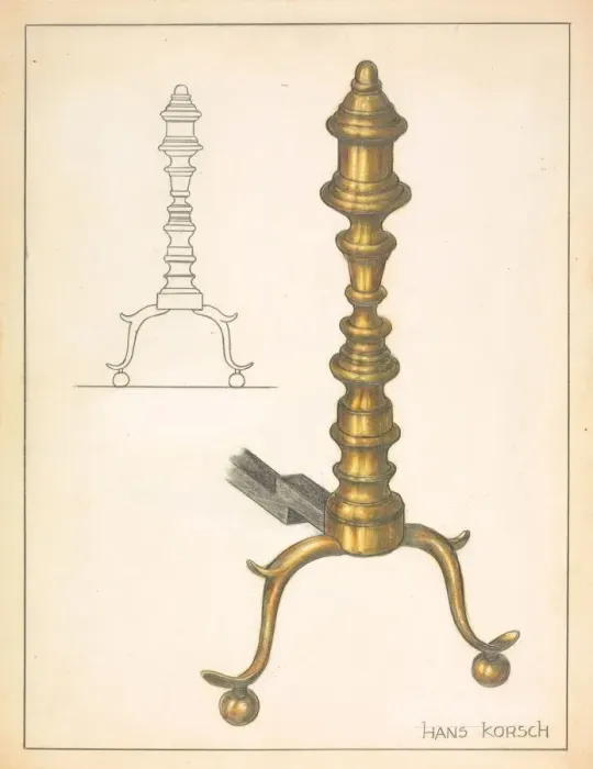 Framed Print : Andiron (one of pair), c. 1936. Creator: Hans Korsch Framed Print : Andiron (one of pair), c. 1936. Creator: Hans Korsch