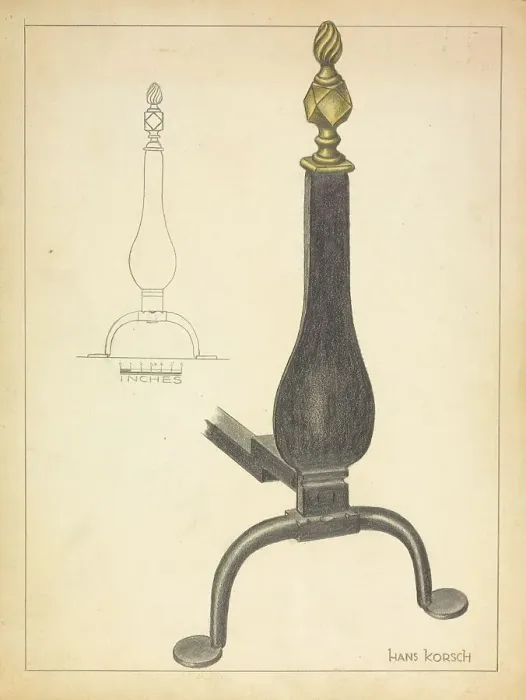 Framed Print : Andiron (one of pair), c. 1936. Creator: Hans Korsch Framed Print : Andiron (one of pair), c. 1936. Creator: Hans Korsch