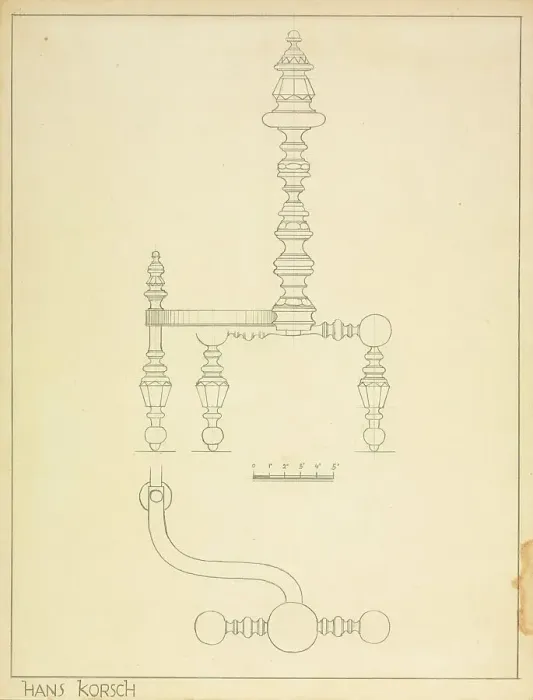 Framed Print : Andiron (one of pair), c. 1937. Creator: Hans Korsch Framed Print : Andiron (one of pair), c. 1937. Creator: Hans Korsch