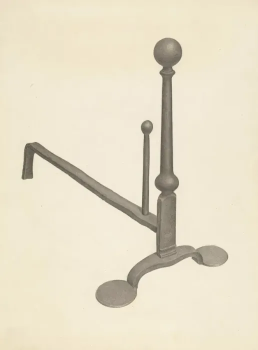 Framed Print : Andiron (one of pair), c. 1938. Creator: Gordon Sanborn Framed Print : Andiron (one of pair), c. 1938. Creator: Gordon Sanborn