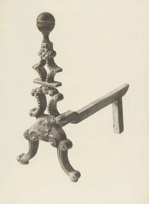 Framed Print : Andiron (one of pair), c. 1938. Creator: Herman Bader Framed Print : Andiron (one of pair), c. 1938. Creator: Herman Bader