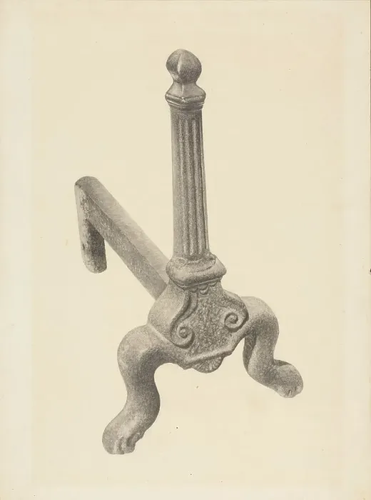 Framed Print : Andiron (one of pair), c. 1938. Creator: Herman Bader Framed Print : Andiron (one of pair), c. 1938. Creator: Herman Bader