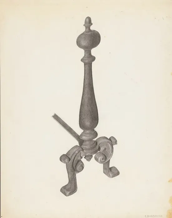 Framed Print : Andiron (one of pair), c. 1938. Creator: Salvatore Borrazzo