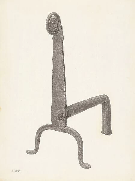 Andiron (one of pair), c. 1940. Creator: Jacob Lipkin