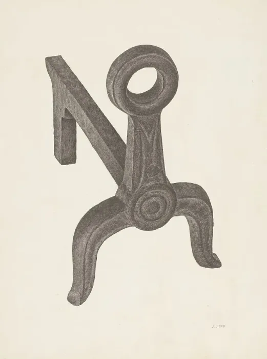 Framed Print : Andiron (one of pair), c. 1940. Creator: Jacob Lipkin Framed Print : Andiron (one of pair), c. 1940. Creator: Jacob Lipkin
