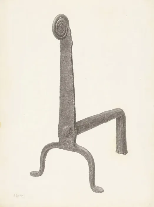 Framed Print : Andiron (one of pair), c. 1940. Creator: Jacob Lipkin Framed Print : Andiron (one of pair), c. 1940. Creator: Jacob Lipkin