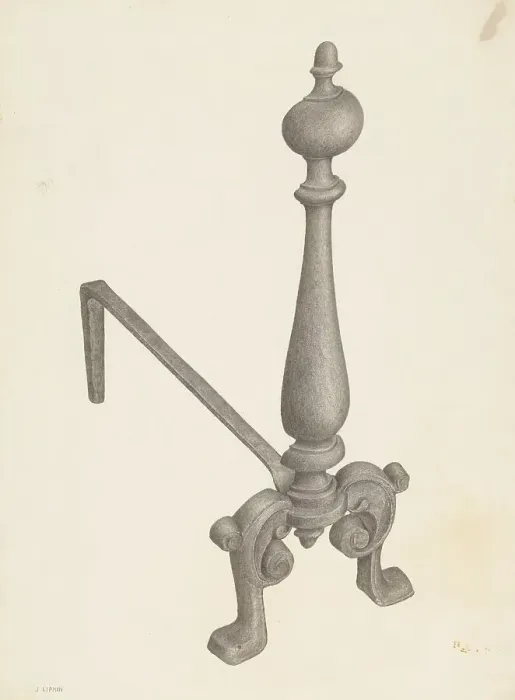 Framed Print : Andiron (one of pair), c. 1940. Creator: Jacob Lipkin Framed Print : Andiron (one of pair), c. 1940. Creator: Jacob Lipkin