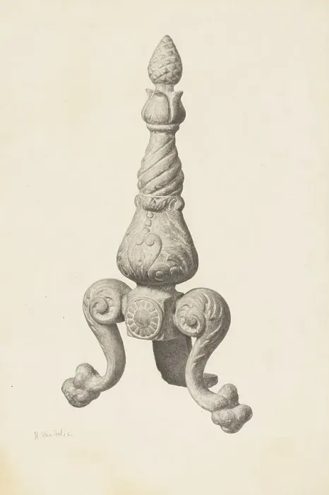 Framed Print : Andiron (one of pair), c. 1940. Creator: Maurice Van Felix Framed Print : Andiron (one of pair), c. 1940. Creator: Maurice Van Felix