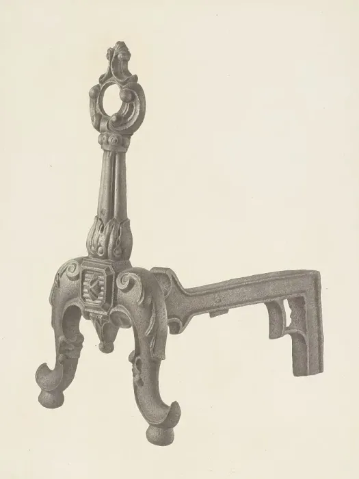 Framed Print : Andiron (one of pair), c. 1941. Creator: Milton Grubstein Framed Print : Andiron (one of pair), c. 1941. Creator: Milton Grubstein