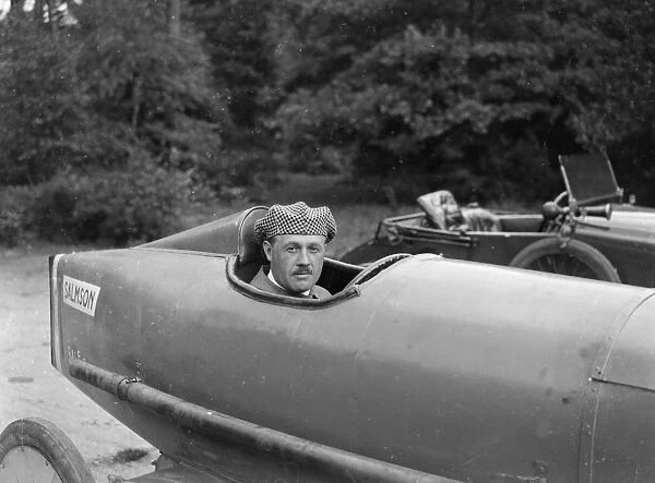 Andre Lombard in a Salmson 1100 cc, Brooklands. Artist: Bill Brunell