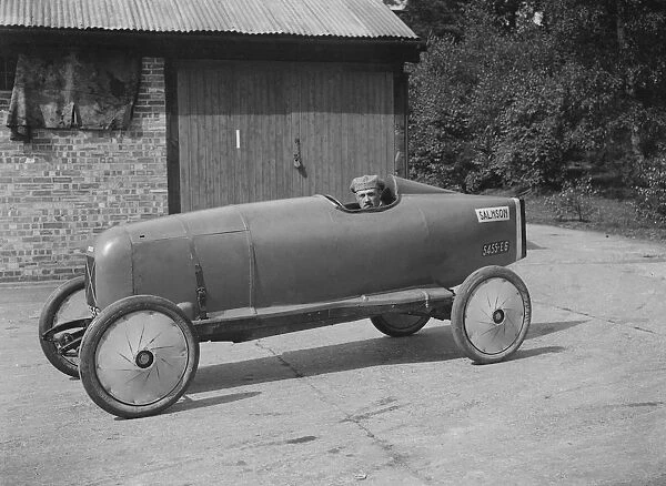 Andre Lombard in his Salmson single seater racing car, Brooklands, Surrey, 1922. Artist