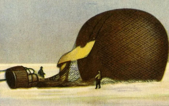 Framed Print : Andrees Arctic balloon after the crash, 1897, (1932). Creator: Unknown Framed Print : Andrees Arctic balloon after the crash, 1897, (1932). Creator: Unknown