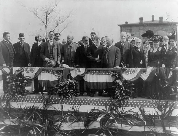 Andrew Carnegie and other dignitaries on the platform at the 25th anniversary of... Alabama, 1906. Creator: Frances Benjamin Johnston
