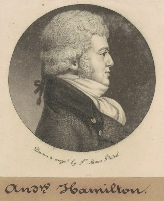 Framed Print : Andrew Hamilton, 1799. Creator: Charles Balthazar Julien Fevret de Saint-Memin Framed Print : Andrew Hamilton, 1799. Creator: Charles Balthazar Julien Fevret de Saint-Memin