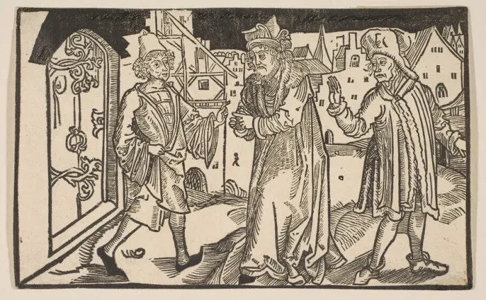 Framed Print : Andria, from The Comedie of Terence, 19th century reprint. n. d. Creator: Albrecht Durer Framed Print : Andria, from The Comedie of Terence, 19th century reprint. n. d. Creator: Albrecht Durer