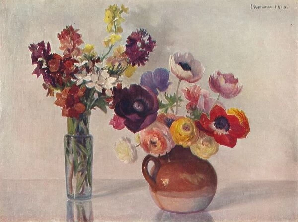 Anemones and Wallflowers, c1909. Artist: Gerard Chowne