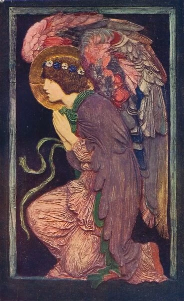An Angel Adoring`, a coloured plaster relief by Robert Anning Bell, c1901 (1901-1902) Artist: Robert Anning Bell