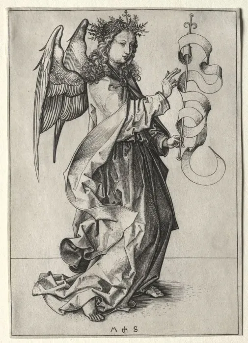 Framed Print : The Angel of the Annunciation. Creator: Martin Schongauer (German, c. 1450-1491) Framed Print : The Angel of the Annunciation. Creator: Martin Schongauer (German, c. 1450-1491)