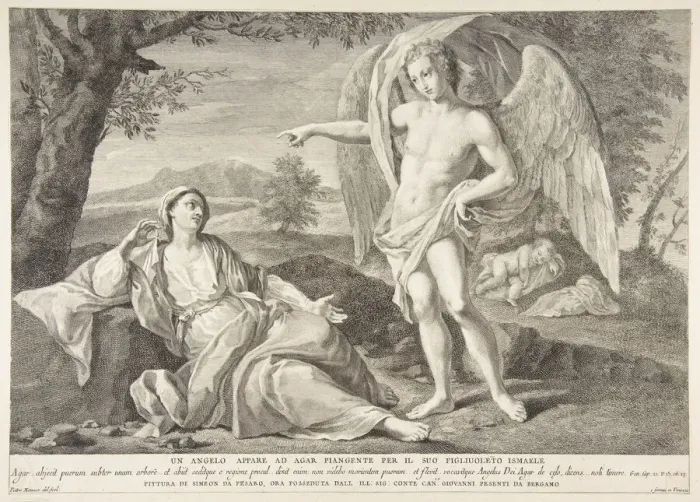 Framed Print : An angel appearing to Hagar, 1727-72. Creator: Pietro Monaco Framed Print : An angel appearing to Hagar, 1727-72. Creator: Pietro Monaco