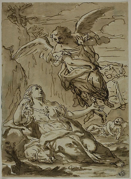 Angel Appearing to Hagar in the Wilderness, n.d. Creator: Pietro Gualla