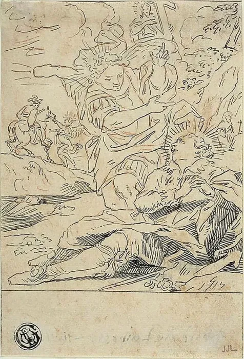 Framed Print : Angel Appearing to Saint, n.d. Creator: Gerard de Lairesse Framed Print : Angel Appearing to Saint, n.d. Creator: Gerard de Lairesse