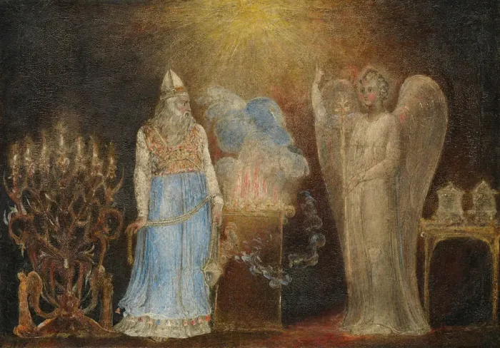 Framed Print : The Angel Appearing to Zacharias, 1799-1800. Creator: William Blake Framed Print : The Angel Appearing to Zacharias, 1799-1800. Creator: William Blake