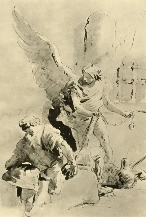 Framed Print : An Angel appears to the Apostle Peter in prison, mid 18th century, (1928). Artist