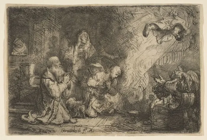 Framed Print : The Angel Departing from the Family of Tobias, 1641. Creator: Unknown Framed Print : The Angel Departing from the Family of Tobias, 1641. Creator: Unknown