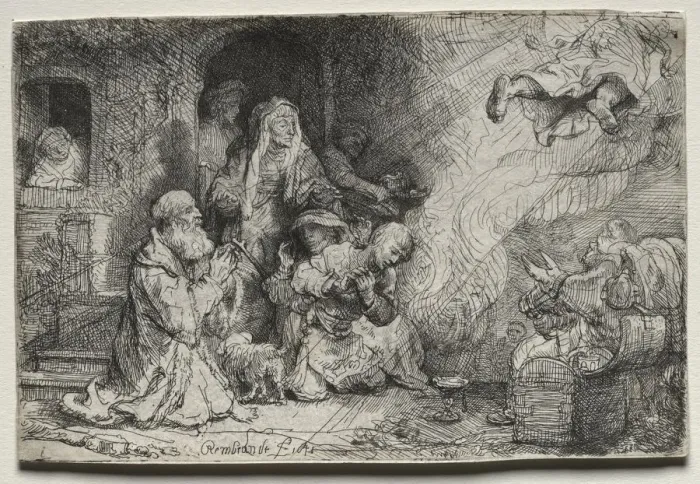 Framed Print : The Angel Departing from the Family of Tobit, 1641. Creator: Rembrandt van Rijn (Dutch, 1606-1669) Framed Print : The Angel Departing from the Family of Tobit, 1641. Creator: Rembrandt van Rijn (Dutch, 1606-1669)