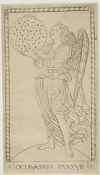 The Angel and the Eighth Sphere, plate 48 from Planets and Spheres, c.1465. Creator: Unknown