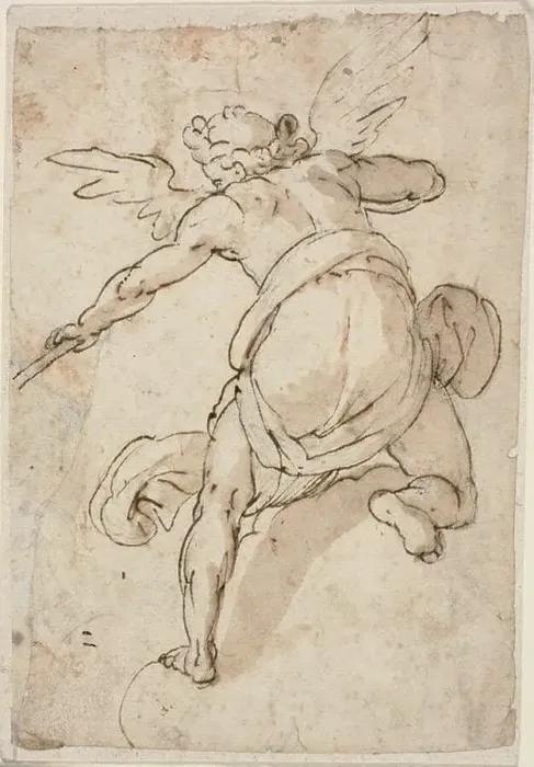 Framed Print : Angel Holding a Trumpet, 1576 / 79. Creator: Federico Zuccaro Framed Print : Angel Holding a Trumpet, 1576 / 79. Creator: Federico Zuccaro