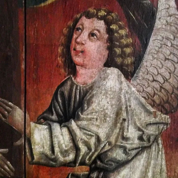 Framed Print : The Angel. Detail of the Holy Blood Shrine, Mid of the 15th century. Artist: Anonymous Framed Print : The Angel. Detail of the Holy Blood Shrine, Mid of the 15th century. Artist: Anonymous