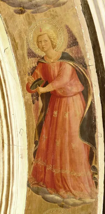 Framed Print : Angel making music (From the Tabernacle of the Linaioli), ca. 1433. Creator: Angelico, Fra Giovanni, da Fiesole (ca. 1400-1455) Framed Print : Angel making music (From the Tabernacle of the Linaioli), ca. 1433. Creator: Angelico, Fra Giovanni, da Fiesole (ca. 1400-1455)