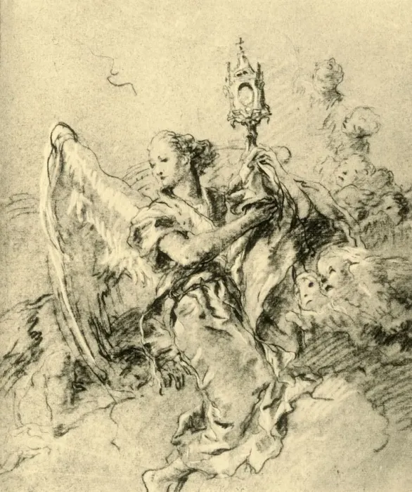 Framed Print : Angel with Monstrance, 1767-1769, (1928). Artist: Giovanni Battista Tiepolo Framed Print : Angel with Monstrance, 1767-1769, (1928). Artist: Giovanni Battista Tiepolo