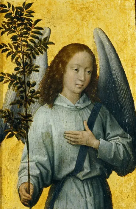 Framed Print : Angel with an Olive Branch, 1475-1480. Creator: Memling; Hans (1433 / 40-1494) Framed Print : Angel with an Olive Branch, 1475-1480. Creator: Memling; Hans (1433 / 40-1494)