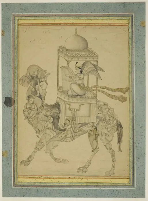 Framed Print : Angel (Peri) Riding a Composite Camel, c. 1700. Creator: Unknown Framed Print : Angel (Peri) Riding a Composite Camel, c. 1700. Creator: Unknown