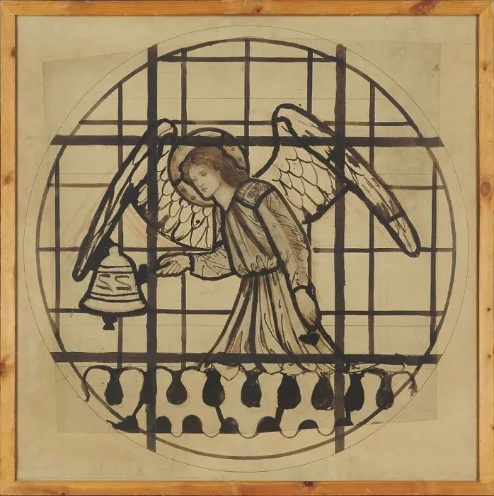 Framed Print : Angel playing on bells, 1862. Creator: Sir Edward Coley Burne-Jones Framed Print : Angel playing on bells, 1862. Creator: Sir Edward Coley Burne-Jones