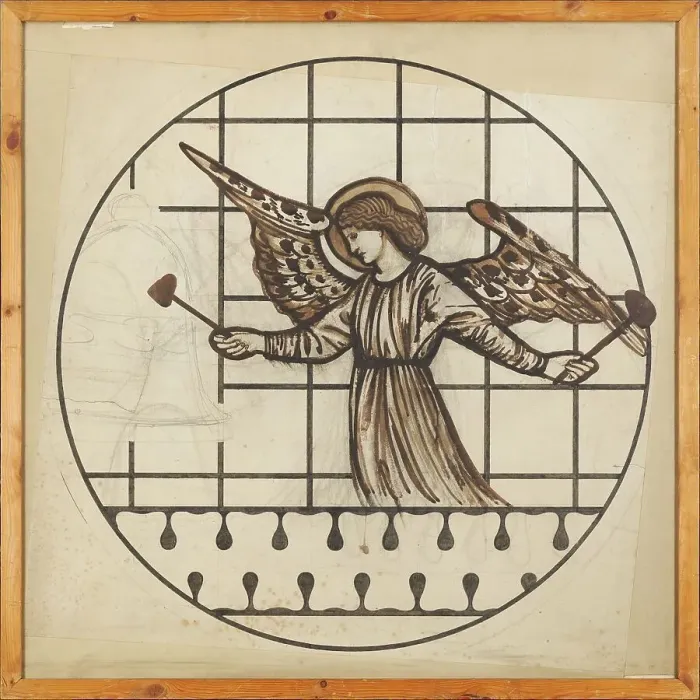 Framed Print : Angel playing on bells, 1862. Creator: Sir Edward Coley Burne-Jones Framed Print : Angel playing on bells, 1862. Creator: Sir Edward Coley Burne-Jones