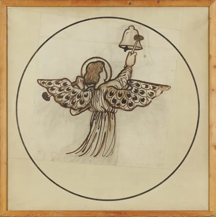 Framed Print : Angel playing on bells, 1862. Creator: Sir Edward Coley Burne-Jones Framed Print : Angel playing on bells, 1862. Creator: Sir Edward Coley Burne-Jones